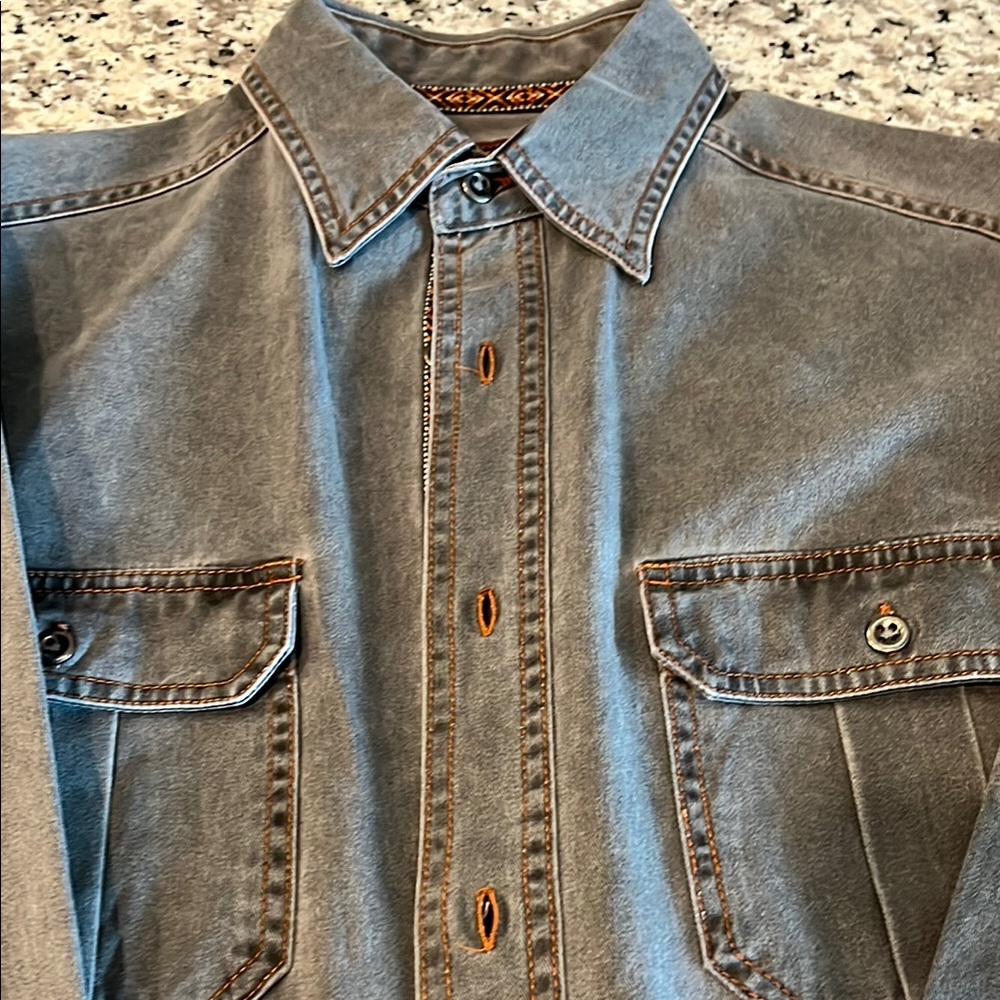 Basic Editions Gray Button-Up Shirt - image 6